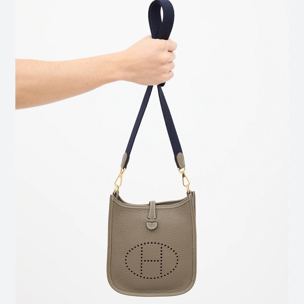 Hermes Étoupe and Blue Crossbody Bag Mini Evelyne